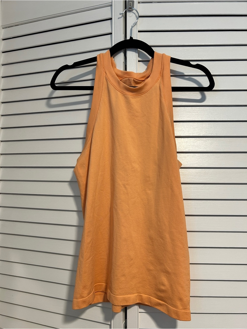Senita Athletics Peach Bella Ribbed High-Neck Tank Top
